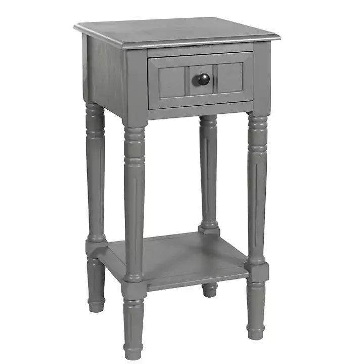 Gray Wood Square Hampton Accent Table