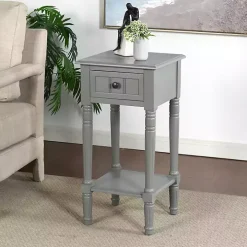 Gray Wood Square Hampton Accent Table