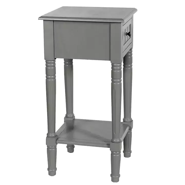 Gray Wood Square Hampton Accent Table