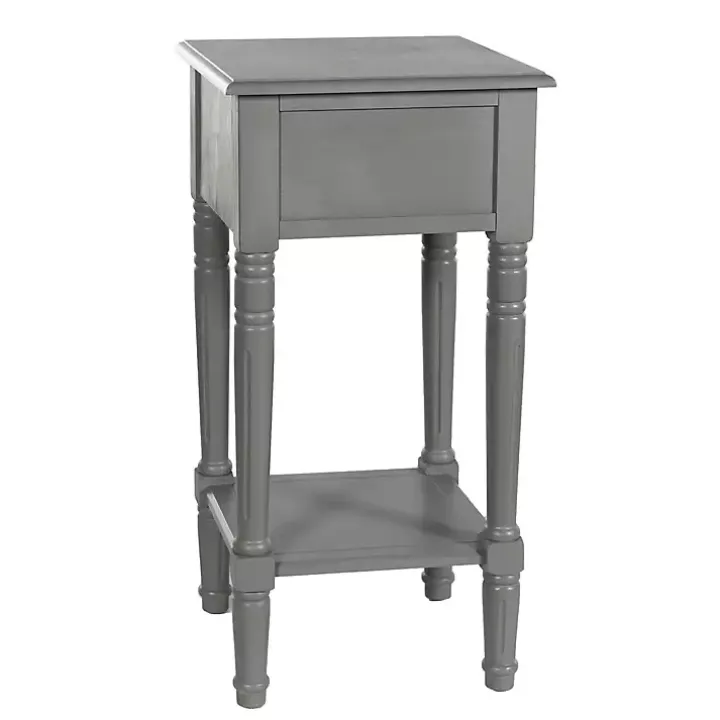 Gray Wood Square Hampton Accent Table