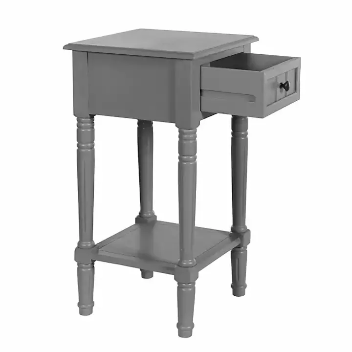 Gray Wood Square Hampton Accent Table