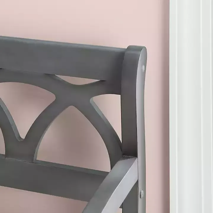 Gray Wood Upholstered Storage Bench