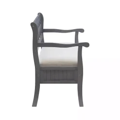 Gray Wood Upholstered Storage Bench