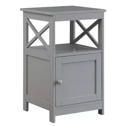 Gray Wood X Sides Storage Accent Table