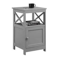 Gray Wood X Sides Storage Accent Table