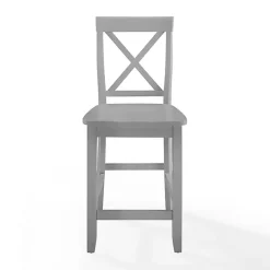 Gray Wood X-Back Counter Stools, Set of 2