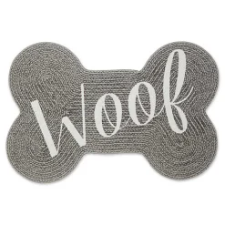 Gray Woof Bone Pet Bowl Mat