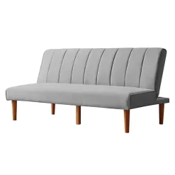 Gray Woven Channel Convertible Sofa