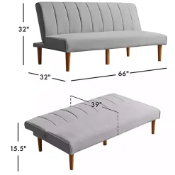 Gray Woven Channel Convertible Sofa