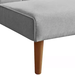 Gray Woven Channel Convertible Sofa