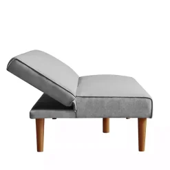 Gray Woven Channel Convertible Sofa