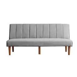 Gray Woven Channel Convertible Sofa