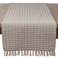 Gray Woven Dash Cotton Table Runner