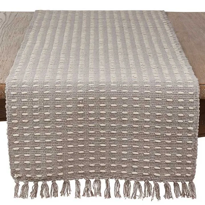 Gray Woven Dash Cotton Table Runner