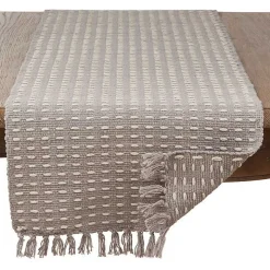Gray Woven Dash Cotton Table Runner
