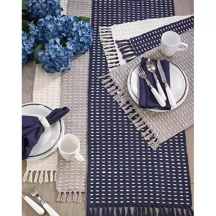 Gray Woven Dash Cotton Table Runner