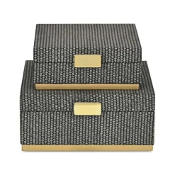 Gray Woven Square Decorative Boxes, Set of 2