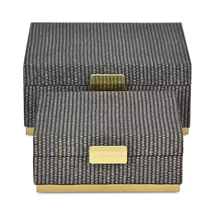 Gray Woven Square Decorative Boxes, Set of 2