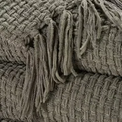 Gray Woven Waffle Knit Chenille Throw