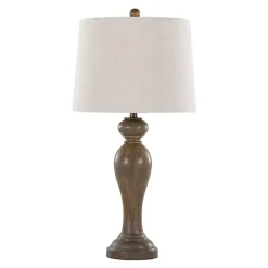 Gray-Brown Spindle Table Lamps, Set of 2