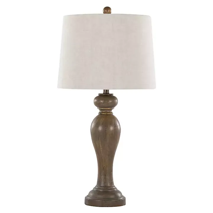 Gray-Brown Spindle Table Lamps, Set of 2