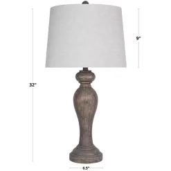 Gray-Brown Spindle Table Lamps, Set of 2