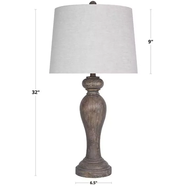 Gray-Brown Spindle Table Lamps, Set of 2
