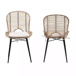 Graywash Rattan Brenna Dining Chairs, Set of 2