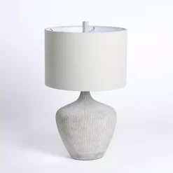 Graywash Ribbed Urn Table Lamp