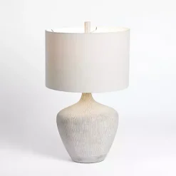 Graywash Ribbed Urn Table Lamp