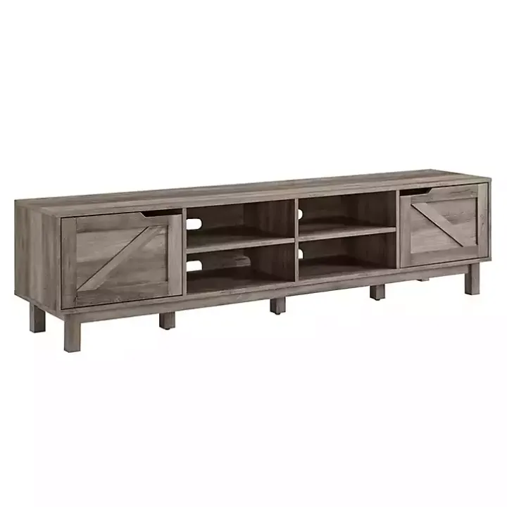 Graywash Rustic Barndoor Media Cabinet