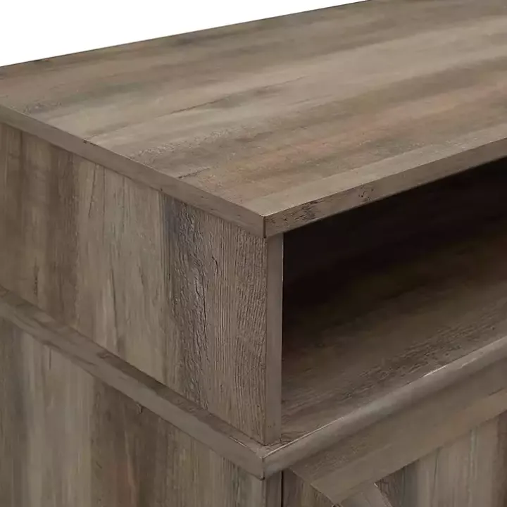 Graywash Rustic Fireplace Cabinet