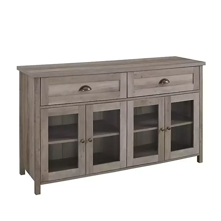 Graywash Rustic Glass Front Sideboard