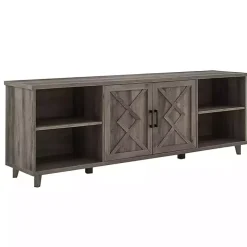 Graywash Wood Helix Open Shelf TV Stand