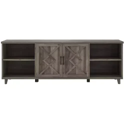 Graywash Wood Helix Open Shelf TV Stand