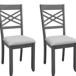 Graywash Wood X-Back Dining Chairs, Set of 2