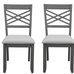 Graywash Wood X-Back Dining Chairs, Set of 2