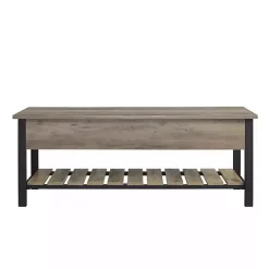 Graywashed Lift-Top Storage Bench