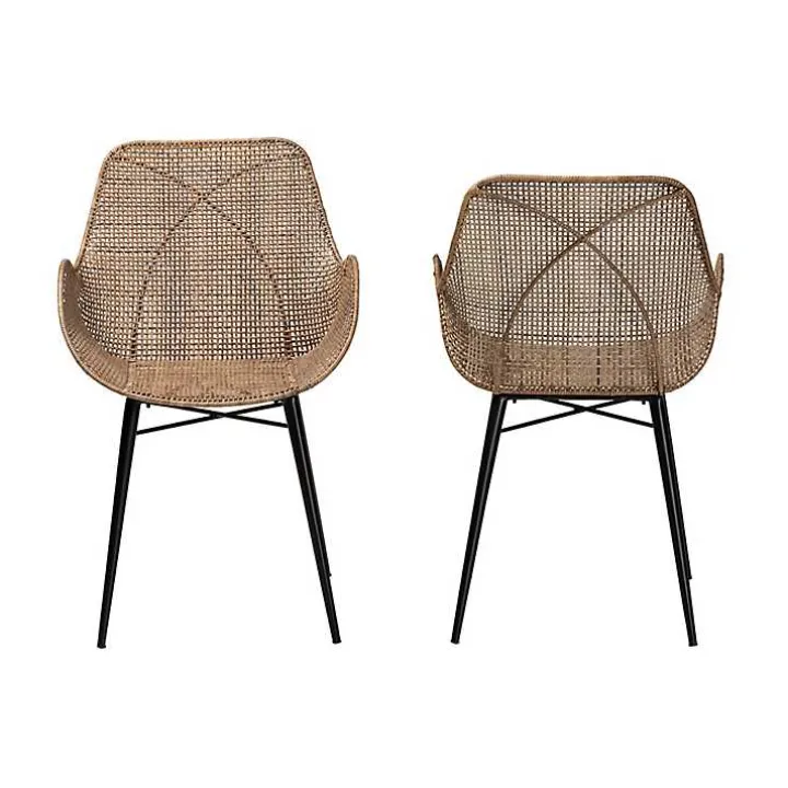 Graywashed Metal Flared Dining Chairs, Set of 2