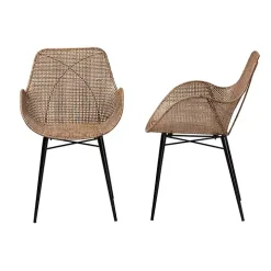 Graywashed Metal Flared Dining Chairs, Set of 2