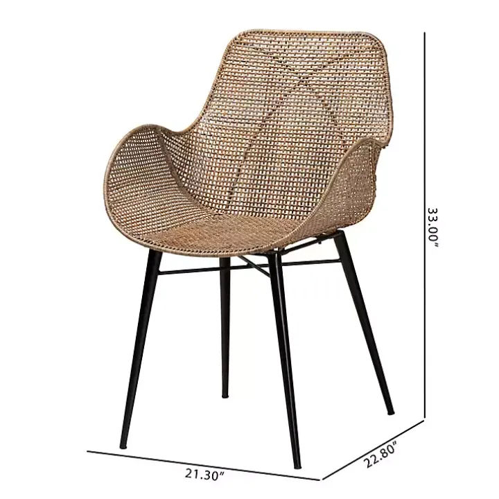 Graywashed Metal Flared Dining Chairs, Set of 2