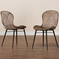 Graywashed Rattan Dining Chairs, Set of 2