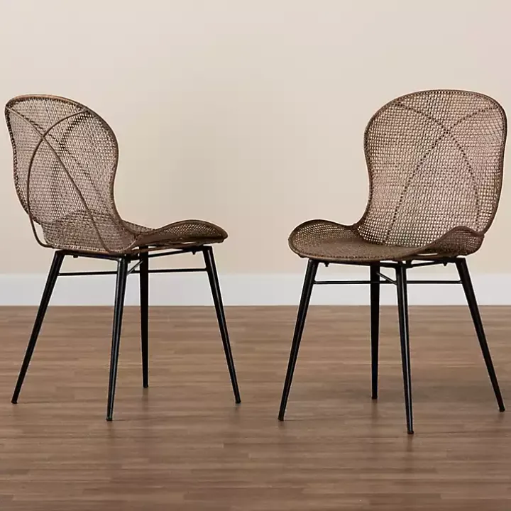 Graywashed Rattan Dining Chairs, Set of 2
