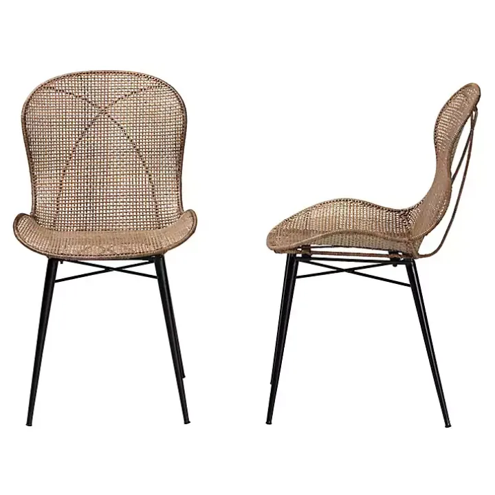 Graywashed Rattan Dining Chairs, Set of 2