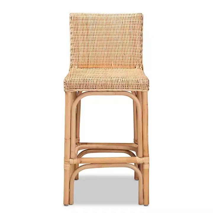 Greek Natural Rattan Woven Counter Stool