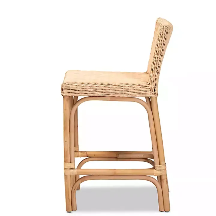 Greek Natural Rattan Woven Counter Stool