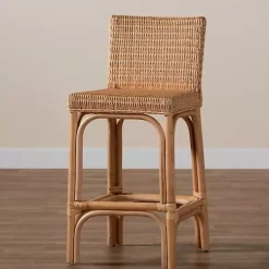 Greek Natural Rattan Woven Counter Stool