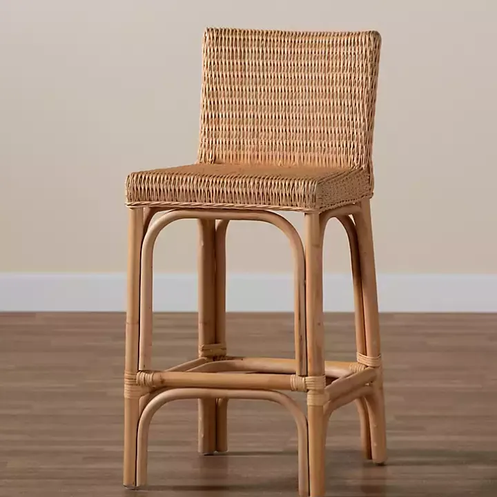 Greek Natural Rattan Woven Counter Stool