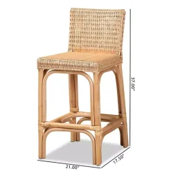 Greek Natural Rattan Woven Counter Stool