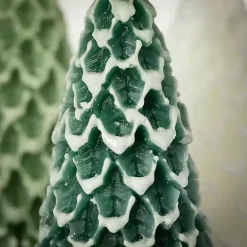 Green & White Pine Tree Candle Set